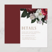 Romantische Bourgondische kastanjebruine bruilofts Informatiekaartje (Voorkant / Achterkant)