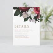 Romantische Bourgondische kastanjebruine bruilofts Informatiekaartje (Staand voorkant)