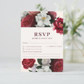 Romantische Bourgondische rode en Maroon Winter We RSVP Kaartje (Staand voorkant)