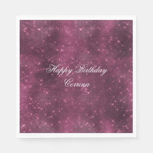 Romantische Bourgondische Sparkle Glitzy Verjaarda Servet (Voorkant)