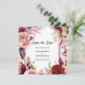 Romantische Bourgondische typografie Save The Date (Staand voorkant)