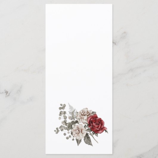 Romantische Bourgondische Waterverf bruiloft platt Menu (Achterkant)