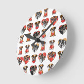 Romantische Boxer Hond en Hart Valentijn Ronde Klok (Hoek)