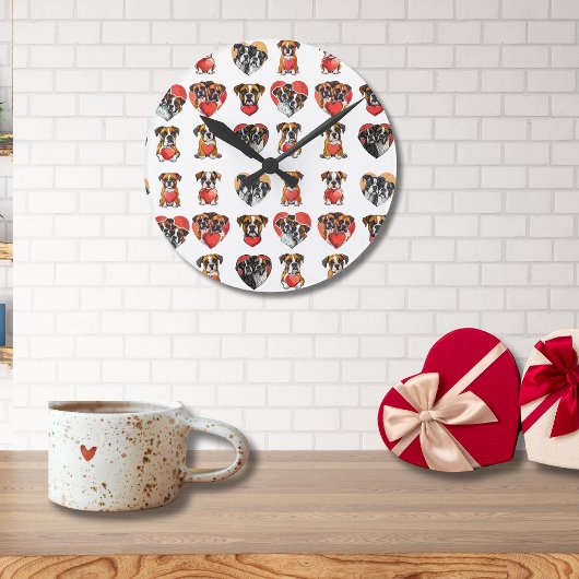 Romantische Boxer Hond en Hart Valentijn Ronde Klok