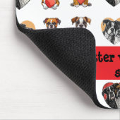 Romantische Boxer Hond en Hart Waterverf Muismat (Hoek)