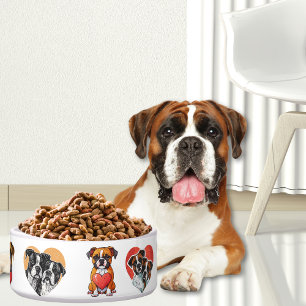 Romantische Boxerhond en Hart Waterverf Voerbakje