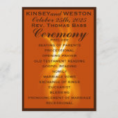 Romantische brandende vlam bruiloft programmakaart (Voorkant)