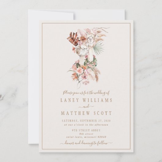 Romantische bridal Couple Llama Unique Wedding Kaart (Voorkant)