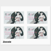 ROMANTISCHE BRIDE EN GROOM BEWAREN DE DATUM MONOGR RECHTHOEKIGE STICKER (Vel)