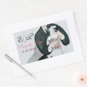 ROMANTISCHE BRIDE EN GROOM BEWAREN DE DATUM MONOGR RECHTHOEKIGE STICKER (Envelop)