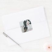 ROMANTISCHE BRIDE EN GROOM BEWAREN DE DATUM MONOGR VIERKANTE STICKER (Envelop)
