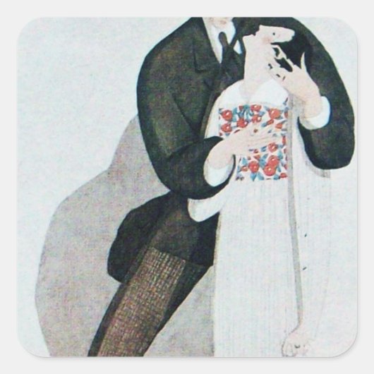 ROMANTISCHE BRIDE EN GROOM VIERKANTE STICKER (Voorkant)