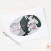 ROMANTISCHE BRIDE- EN GROOMBESPARINGSDATUM OVALE M OVALE STICKER (Envelop)