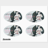ROMANTISCHE BRIDE- EN GROOMBESPARINGSDATUM OVALE M STICKER (Vel)