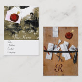 ROMANTISCHE BRIEF HOLDER RED WAX SEAL MONOGRAM VISITEKAARTJE (Voorkant / Achterkant)