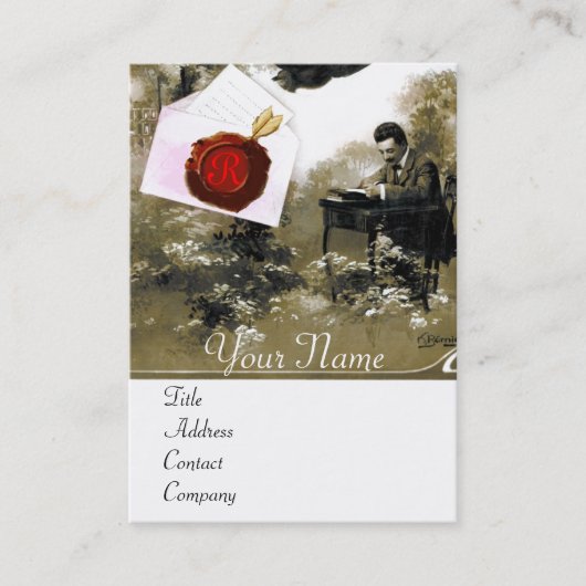 ROMANTISCHE BRIEF HOLDER RED WAX SEAL MONOGRAM VISITEKAARTJE (Voorkant)