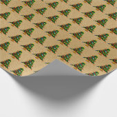 Romantische bronzen bliksem kerstboom cadeaupapier (Hoek)