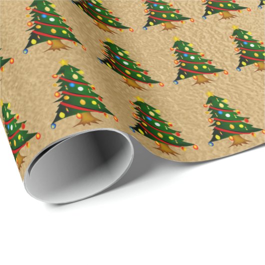 Romantische bronzen bliksem kerstboom cadeaupapier (Rol Hoek)