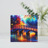 Romantische brug in de stijl van Leonid Afremov Aankondiging (Staand voorkant)