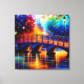 Romantische brug in de stijl van Leonid Afremov Canvas Afdruk (Voorkant)