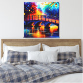 Romantische brug in de stijl van Leonid Afremov Canvas Afdruk (Insitu (Slaapkamer))