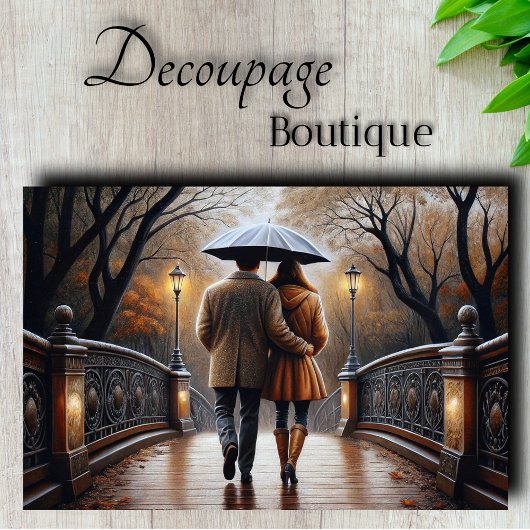 Romantische Brugwandeling Decoupage Tissuepapier