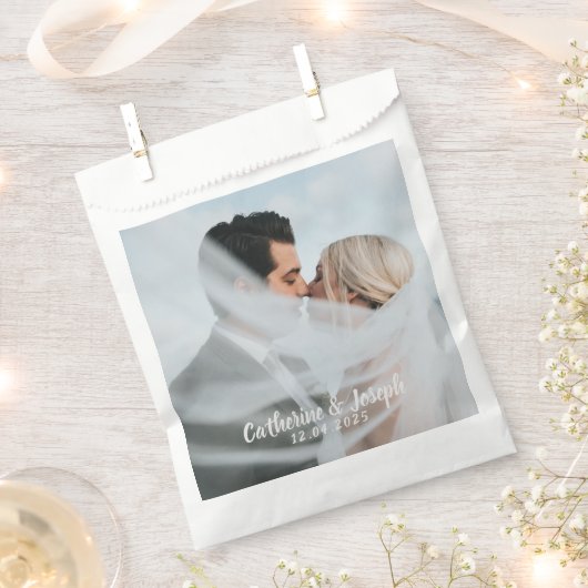 Romantische bruid & bruidegom bruiloft gunst tas bedankzakje (Geknipt)