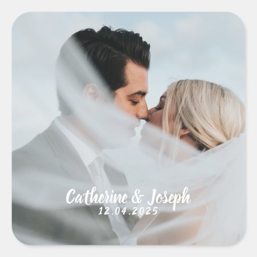 Romantische bruid & bruidegom bruiloft vierkante S Vierkante Sticker (Voorkant)
