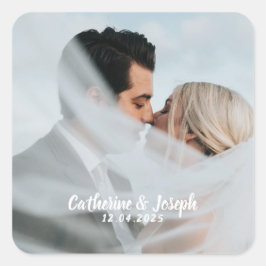 Romantische bruid & bruidegom bruiloft vierkante S Vierkante Sticker