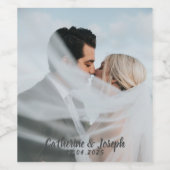 Romantische bruid & bruidegom bruiloft wijn etiket (Enkel label)