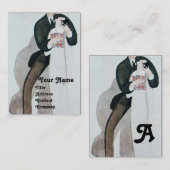 ROMANTISCHE BRUID & BRUIDEGOM TROUWPARTIJ MONOGRAM VISITEKAARTJE (Voorkant / Achterkant)