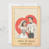  romantische bruid en bruidegom 50s Comic Wedding Kaart (Voorkant)