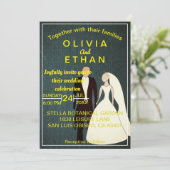 Romantische bruid en bruidegom elegante bruiloft kaart (Staand voorkant)