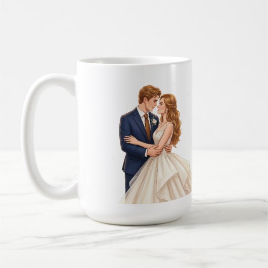 Romantische bruid en bruidegom koffiemok (Links)