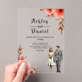 Romantische bruid en bruidegom Waterverf bloemenbr Acryl Uitnodigingen (Insitu (Draagbaar))