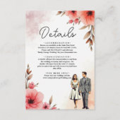 Romantische bruid en bruidegom Waterverf bloemenbr Informatiekaartje (Voorkant)