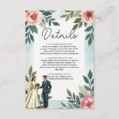 Romantische bruid en bruidegom Waterverf bloemenbr Informatiekaartje (Voorkant)