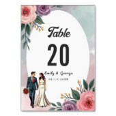 Romantische bruid en bruidegom Waterverf bloemenbr Kaart (Voorkant)