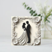 Romantische Bruidegom Bloem Bruiloft Frame Kaart (Staand voorkant)