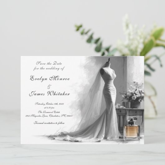 Romantische bruids bruiloft Bewaar de datum Save The Date (Staand voorkant)