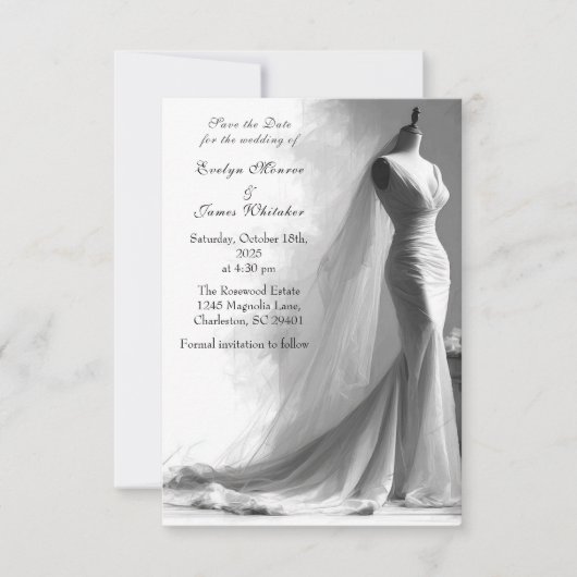 Romantische  bruids bruiloft Bewaar de datum Save The Date (Voorkant)