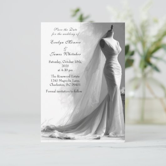 Romantische  bruids bruiloft Bewaar de datum Save The Date (Staand voorkant)