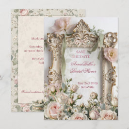 Romantische Bruidsdouche Save the Date | Roze Roos