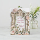 Romantische Bruidsdouche Save the Date | Roze Roos (Staand voorkant)
