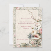 Romantische Bruidsdouche Save the Date | Roze Roos (Achterkant)