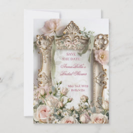 Romantische Bruidsdouche Save the Date | Roze Roos