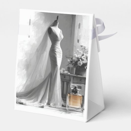 Romantische bruidsschets bruiloft gunstbox bedankdoosjes (Achterkant)