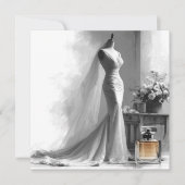 Romantische  bruidsschets bruiloft uitnodiging (Voorkant)