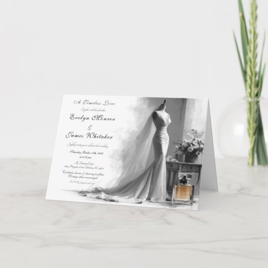 Romantische  bruidsschets bruiloft uitnodiging (Voorkant)