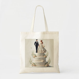 Romantische bruidstaart canvas tas